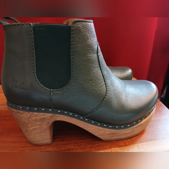 Calou Stockholm Doris Women's Green Leather Ankle Boots - Picture 3 of 7